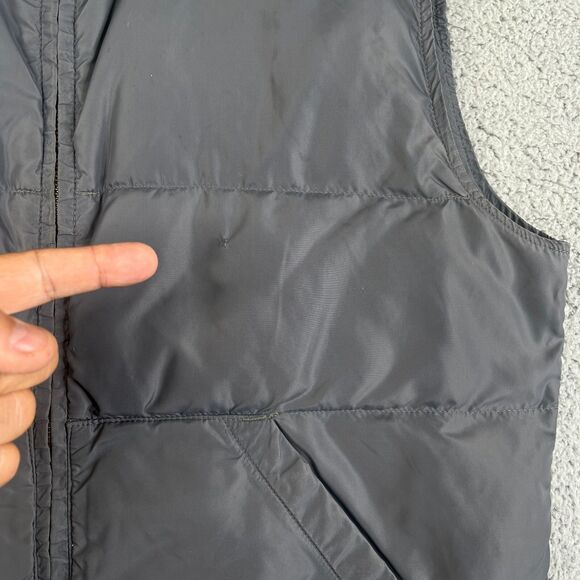 Vintage Eddie Bauer Puffer Vest Mens Medium Goose Down Outdoor Gray DISTRESSED - Picture 3 of 13